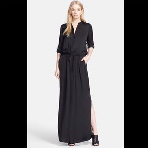 Vince Black Long Sleeve Button Down Maxi Shirt Dress Size Small